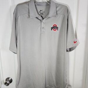 Mens Nike Dri Fit Ohio State Buckeyes Polo Shirt Size Large Gray